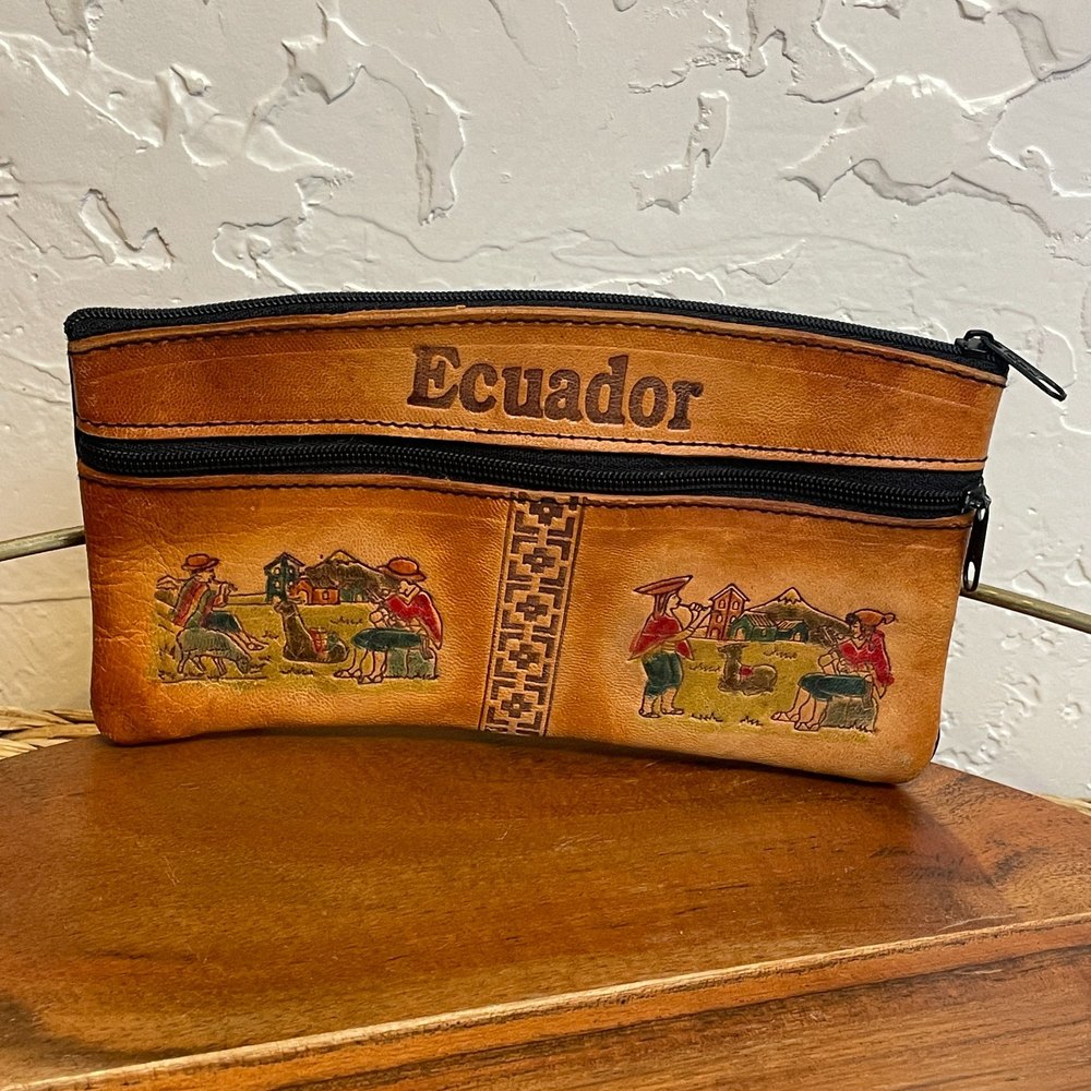 🌻Handmade 'Ecuador' Leather Pencil Case/Coin Purse/Makeup Bag - Picture 5 of 7